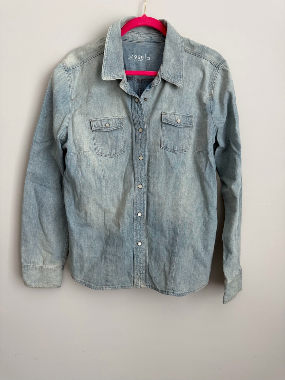 Gap Denim Chambray Button Down Western Cowgirl Boho Shirt